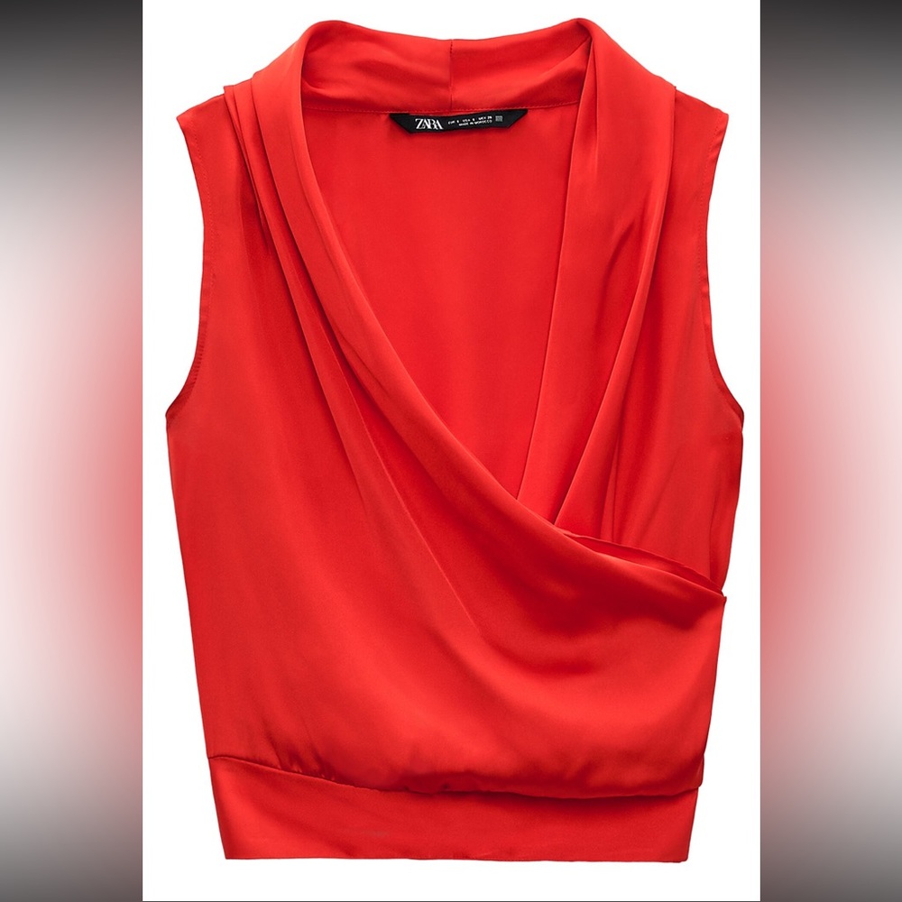Zara Red Satin Effect Top, Size XS BNWT